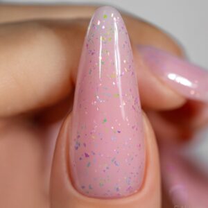 Saute Nails Holo Flakes Top No Wipe 8ml – top hybrydowy z holograficznymi płatkami — zdjęcie 3
