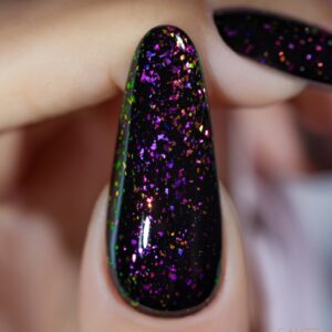 Saute Nails Holo Flakes Top No Wipe 8ml – top hybrydowy z holograficznymi płatkami — zdjęcie 2
