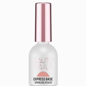 Saute Nails Express Base Sparkling Peachy 8ml – brzoskwiniowa baza hybrydowa z drobinką