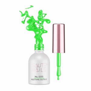 Saute Nails Lakier hybrydowy S255 Festival Outfit 8ml neon zielony