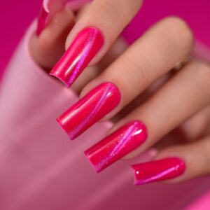 Saute Nails Cat Eye Effect E09 – neonowy malinowy róż z efektem kociego oka 8ml — zdjęcie 1
