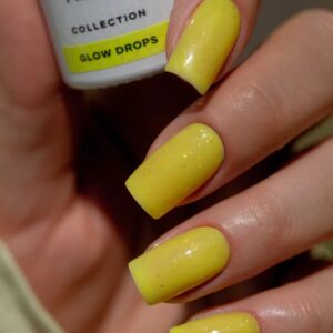Saute Nails Glow Drops Lakier Hybrydowy Żółty z Drobinkami 8ml — zdjęcie 2