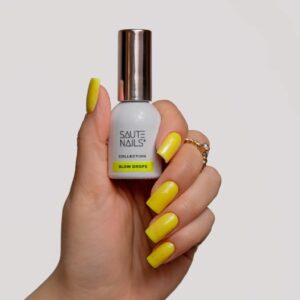 Saute Nails Glow Drops Lakier Hybrydowy Żółty z Drobinkami 8ml — zdjęcie 3