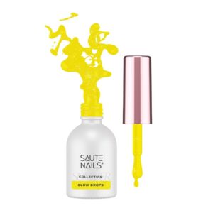 Saute Nails Glow Drops Lakier Hybrydowy Żółty z Drobinkami 8ml