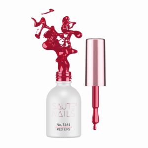Saute Nails Lakier Hybrydowy S161 Red Lips – klasyczna czerwień z niebieską drobinką 8ml