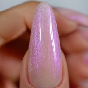 Saute Nails Pink Pearl Top No Wipe 8ml – top hybrydowy z różową perłową drobinką — zdjęcie 2