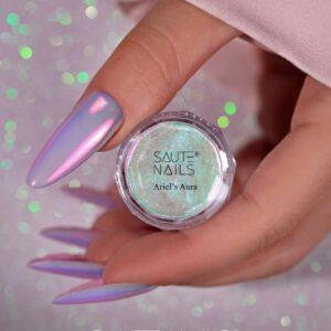 Saute Nails pyłek do paznokci Ariel’s Aura efekt tafli szkła różowy połysk — zdjęcie 1