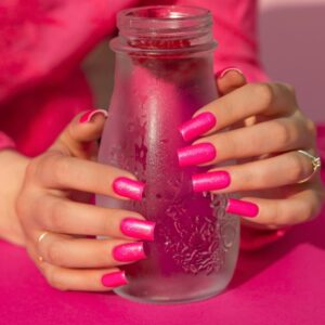 Saute Nails Lakier Hybrydowy S304 Juicy Berry – malinowy róż z drobinką 8ml — zdjęcie 3