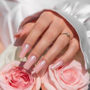 Saute Nails Lakier hybrydowy S316 Soul Touch – transparentny beż z drobiną 8ml — zdjęcie 3