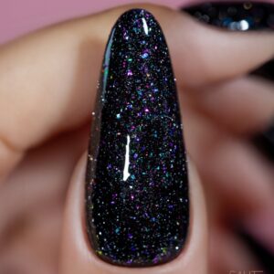 Saute Nails Silver Flash Top No Wipe 8ml – top hybrydowy z efektem flash i holograficzną drobinką — zdjęcie 2
