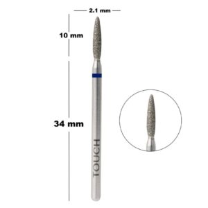 TOUCH Frez diamentowy zaokrąglony płomyk niebieski 2,1 mm do skórek
