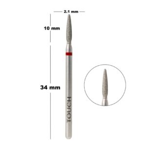 TOUCH Frez diamentowy zaokrąglony płomyk czerwony 2,1 mm do skórek
