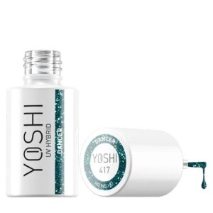 YOSHI Dancer 417 – lakier hybrydowy 6 ml, szmaragd z brokatem TPO-FREE — zdjęcie 3