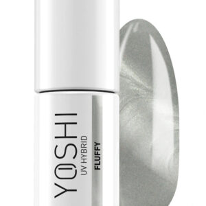 YOSHI Fluffy 929 – lakier hybrydowy Cat Eye 6 ml, perłowa biel-szarość TPO-FREE