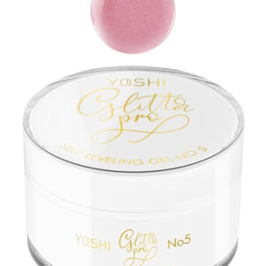 YOSHI Glitter PRO No 5 – żel budujący do paznokci 15ml, głęboki róż z brokatem TPO-FREE