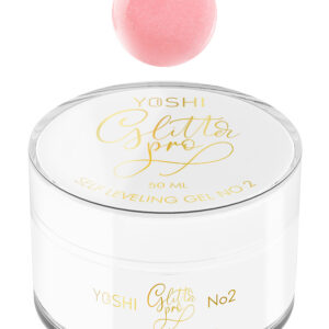 YOSHI Glitter PRO No 2 – żel budujący do paznokci 15ml, jasnoróżowy perłowy TPO-FREE