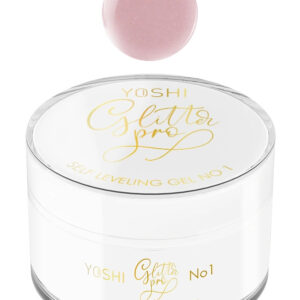 Yoshi Glitter PRO No 1 – żel budujący do paznokci 15ml, róż z brokatem TPO-FREE