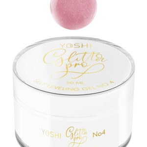 YOSHI Glitter PRO No 4 – żel budujący do paznokci 15ml, różowy nude z shimmerem TPO-FREE