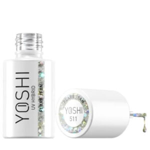 YOSHI Hybrid Flare Jean 511 – lakier hybrydowy glitter 6 ml, srebrny brokat do kolekcji Blue Jeans TPO-FREE — zdjęcie 1
