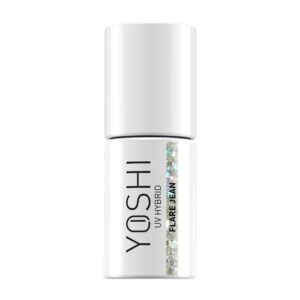 YOSHI Hybrid Flare Jean 511 – lakier hybrydowy glitter 6 ml, srebrny brokat do kolekcji Blue Jeans TPO-FREE — zdjęcie 3