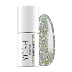 YOSHI Hybrid Flare Jean 511 – lakier hybrydowy glitter 6 ml, srebrny brokat do kolekcji Blue Jeans TPO-FREE