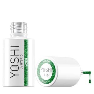 YOSHI Lakier Hybrydowy 416 Vixen – Zielony z Drobinkami 6 ml TPO-FREE — zdjęcie 4