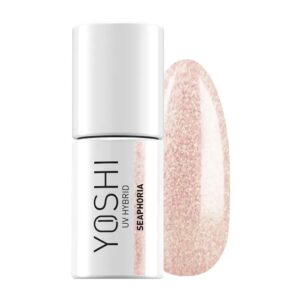 Yoshi Lakier Hybrydowy UV LED Seaphoria 6 ml – 173 Mermagic, Pastelowy Róż z Holograficznymi Drobninkami TPO-FREE