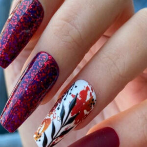 YOSHI Non Existent Night 509 – lakier hybrydowy 6 ml, granat z czerwonym glitterem TPO-FREE — zdjęcie 1