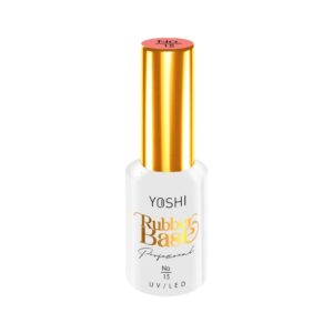 YOSHI Rubber Base No 15 10 ml – malinowo-różowa kauczukowa baza hybrydowa do cienkich i elastycznych paznokci — zdjęcie 1