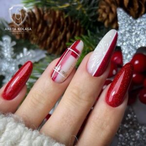 YOSHI Rudolph 414 – lakier hybrydowy 6 ml, świąteczna czerwień z brokatem TPO-FREE — zdjęcie 1