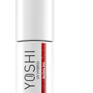 YOSHI Rudolph 414 – lakier hybrydowy 6 ml, świąteczna czerwień z brokatem TPO-FREE — zdjęcie 5