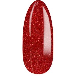 YOSHI Rudolph 414 – lakier hybrydowy 6 ml, świąteczna czerwień z brokatem TPO-FREE — zdjęcie 6