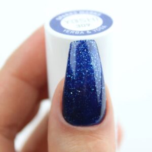 YOSHI Sparks Marks 309 – lakier hybrydowy 6 ml, niebieski glitter TPO-FREE — zdjęcie 1