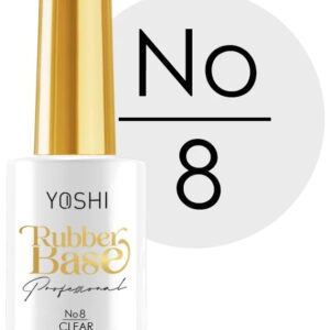 YOSHI Rubber Base No 8 Glitter – baza kauczukowa 10 ml, transparentna TPO-FREE