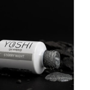 YOSHI Starry Night 521 – Lakier Hybrydowy Czarny z Drobinkami 6 ml TPO-FREE — zdjęcie 2